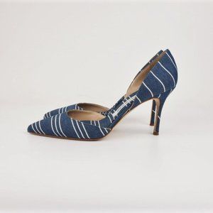 Escarpins Manolo Blahnik Tayler Dorsay - Gris Laser Daim Marine - Pointure 41